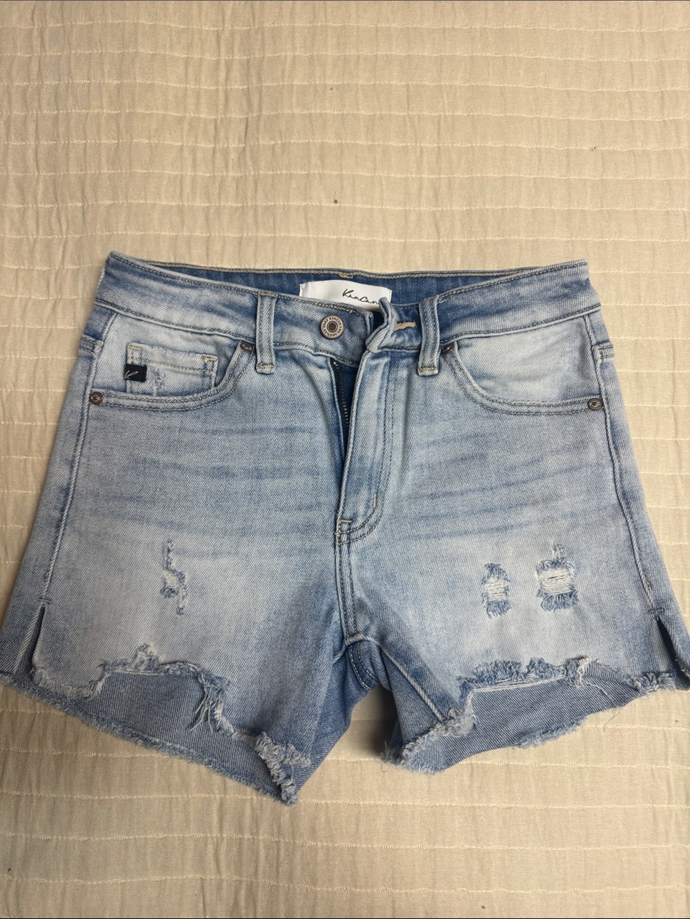 KanCan Light Blue Distressed Denim Shorts